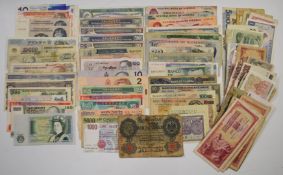 A collection of world banknotes, good range of countries