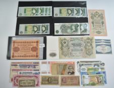 A quantity of UK and overseas banknotes including some consecutive Somerset £1 examples