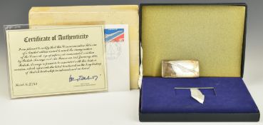 Danbury Mint Concorde January 21st 1976 commemorative hallmarked silver ingot, weight 47g, with