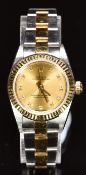 Rolex Oyster Perpetual ladies wristwatch ref. 76193 with gold hands and face, diamond hour
