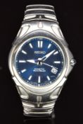Seiko Kinetic Auto Relay gentleman's wristwatch ref. 5J22-0C80 with date aperture, luminous hands