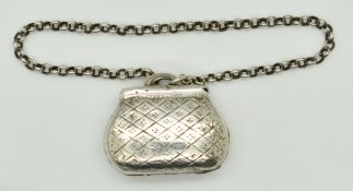 Georgian hallmarked silver novelty vinaigrette formed as a handbag, Birmingham 1818, maker Joseph