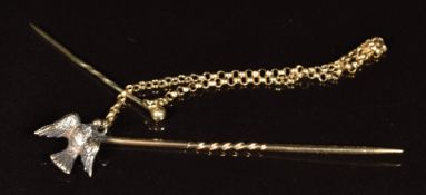 Victorian cloak stick pin in the form of a dove