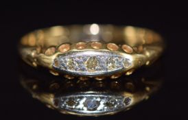 A c1915 18ct gold ring set with five diamonds, 2.0g, size N