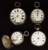 Four silver pocket watches John Woods of London with signed and engraved fusee movement, Abraham