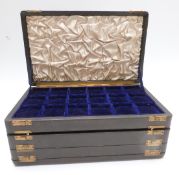 Tooled leather Victorian or early 20thC travelling jewellery salesman's or collector's case ex