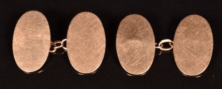 Georg Jensen 9ct rose gold oval cufflinks, 4.8g