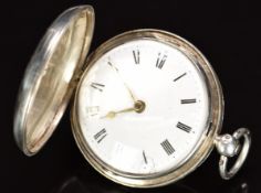 William Berry of London hallmarked silver open faced pocket watch with gold hands, black Roman