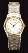 Ebel Sport Classic Wave ladies wristwatch ref. 183908 with date aperture, gold hands and Roman