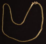 A 9ct gold necklace made up of S shaped links, length 45cm, 8.9g