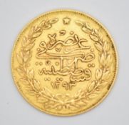 Turkish 100 kurush gold coin, 7.2g