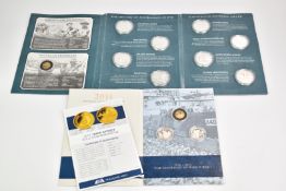 Macquarie Mint WW1 two commemorative coin presentation packs containing two 14ct gold coins, each 2g