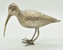 Dutch or similar novelty silver pepper formed as a wading bird with long beak, indistinct marks to