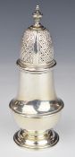 Elizabeth II hallmarked silver sugar caster of baluster form, London 1971, maker A Chick & Sons Ltd,