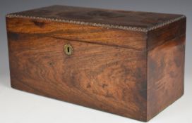 19thC rosewood tea caddy with two division interior and glass mixing bowl, W75 x D35 x H18cm