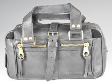 Mulberry handbag in black grained leather with gilt metal hardware, 28 x 14cm