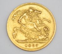 1897 Queen Victoria gold half sovereign, veiled head