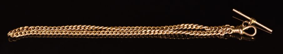 A 9ct rose gold Albert or fob watch chain, length 33cm, 15.3g