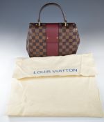 Louis Vuitton Bond Street Damier Ebene canvas and burgundy leather handbag, with shoulder strap