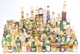 A large collection of miniatures including whisky and liqueurs to include Glenturret, Isle of