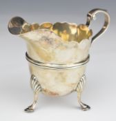 Victorian hallmarked silver milk jug raised on three feet, Sheffield 1900, maker Fenton Brothers