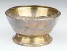 Garrard Art Deco style hallmarked silver sugar bowl, Birmingham 1964, diameter 9.5cm, weight 84g