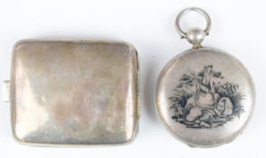 Hallmarked silver travelling clock, marks rubbed but engraved for 1922, length when folded away 7cm,