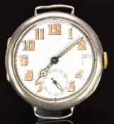 Military style silver gentleman's wristwatch with subsidiary seconds dial, luminous hands, Arabic