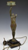 Art Deco style table lamp formed as a flapper girl, on stepped marble base, height 51cm