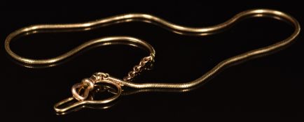 A 9ct gold fob/ watch chain made up of snake links, length 48cm, 17.5g