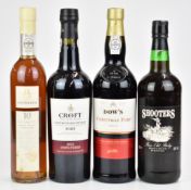 Four bottle of port comprising Croft LBV 2013, Dow's Christmas Port, Andresen 10 Year Old White Port