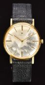 Hamilton gentleman's wristwatch with gold hands and baton hour markers, silver dial, gold plated
