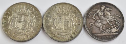 1899 Queen Victoria veiled head crown and two 1937 George V Coronation examples