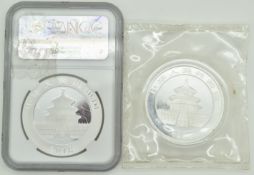 Two Chinese panda 10 Yuan 1oz silver coins