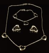 Tiffany & Co suite of Elsa Peretti jewellery comprising earrings, necklace and bracelet