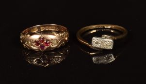 A 9ct gold ring set with paste and seed pearls, Chester 1899 and a 9ct gold ring set with