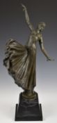 After Chiparus Art Deco figure of a female dancer in flowing dress, signed to base, height 55cm