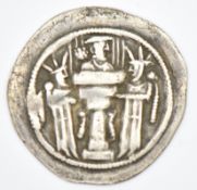 Sasanian Empire Kavad I 498-531 AD second reign Persian silver drachm, toned