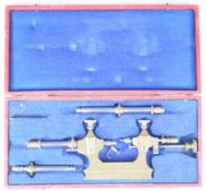 Clock / watch making / repairing brass depthing tool, in case 13 x 27cm