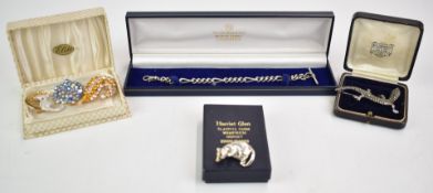 Art Deco silver brooch in the form of a lizard set with marcasite, silver bracelet, silver brooch