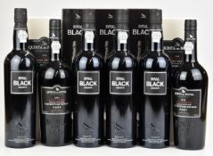 Six bottles of port comprising four Noval Black reserve 75cl, 19.5% vol, three with presentation