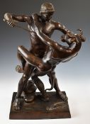 French 19thC bronze figure after Antoine Louis Barye 'Thesée Combattant le Minotaure' depicting