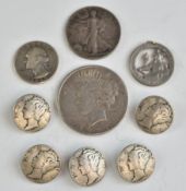 1923 Liberty dollar, together with a further quantity of US silver etc coinage including buttons and