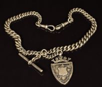 Hallmarked silver double Albert with fob, 55g