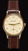 Accurist 9ct gold gentleman's wristwatch with inset subsidiary seconds dial, gold hands and Arabic