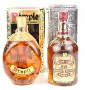 John Haig Dimple whisky 26⅔ fl oz, 70% proof and a Chivas Regal Scotch whisky probably 75cl, both