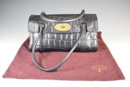 Mulberry Ledbury / small Bayswater handbag in black leather with brass hardware, with Mulberry