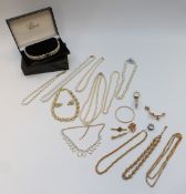A collection of jewellery including Monet necklaces, Ciro necklace and matching earrings, silver