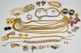 A collection of jewellery including Monet necklace, Trifari necklace, serpent necklace, Vendome faux