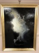 Impressionist school : God peering through the clouds, oil on board,